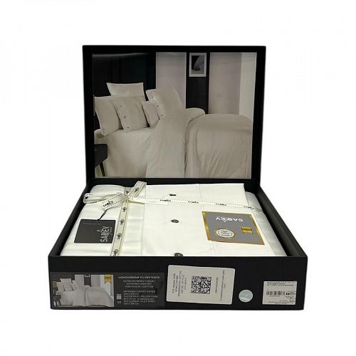 Постельное белье "Sarev" премиум сатин 300 tc 1,5 спальное N379 MONOCHROME v1/Off-White