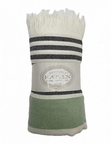 Полотенце Карвен  90*160 1шт. с бахрамой пештемаль махра Н3287 v5/GREEN