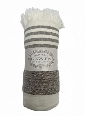 Полотенце Карвен  90*160 1шт. с бахрамой пештемаль махра Н3287 v1/BEIGE