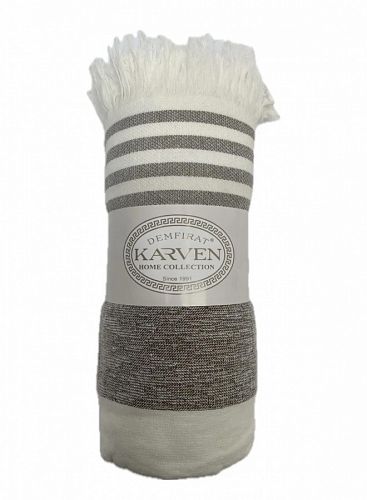 Полотенце Карвен  90*160 1шт. с бахрамой пештемаль махра Н3287 v1/BEIGE