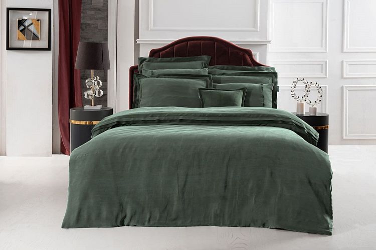 Постельное белье Sarev ELITE евро N318 KIMERA CUPRO Vegan Silk v4/ YESIL