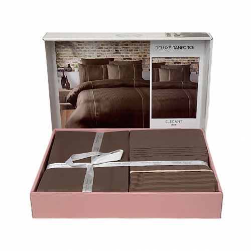 Постельное белье "Карвен" DELUXE DARK ранфорс 1,5 спальн (Elegant Brown) (Акция).