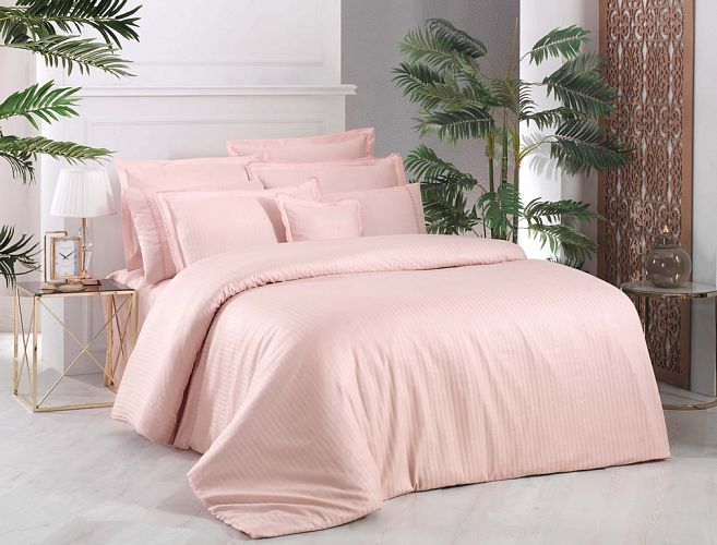 Постельное белье "Sarev" Sport&Chic  премиум сатин 260 tc евро JACQUARD STRIPE v5/Pembe