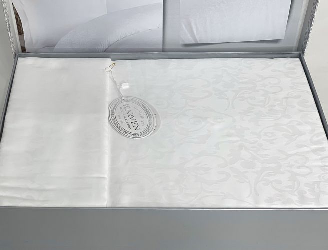 Постельное белье Karven жаккард евро Sarmasik White 