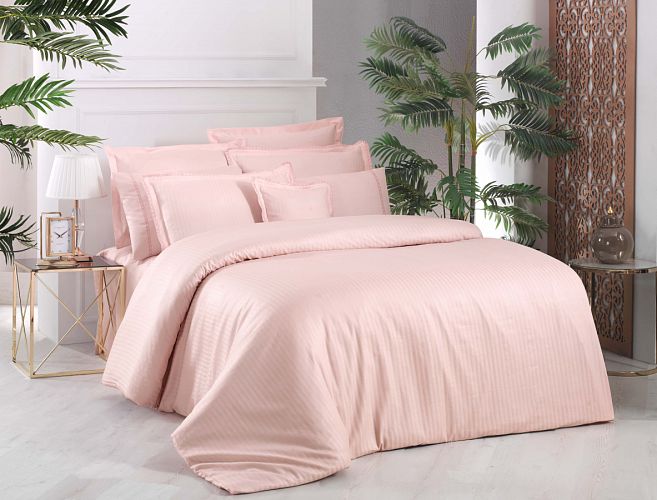 Постельное белье "Sarev" Sport&Chic  премиум сатин 260 tc евро JACQUARD STRIPE v5/Pembe