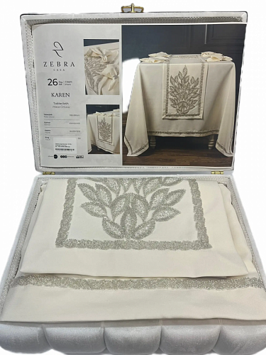 Скатерть Cундук Karen Krem 180*280 с салфетками (12 шт) 30*30 26 пр