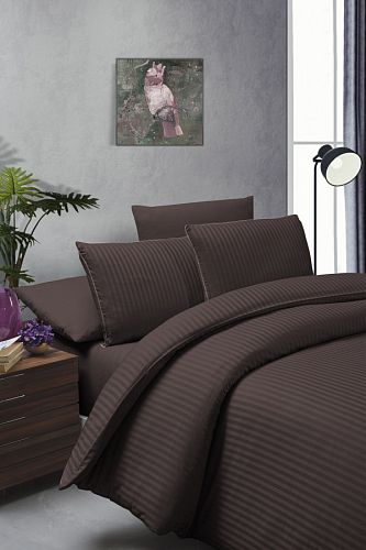 Пододеяльник+наволочка Карвен QUILT евро сатин  Lorenz chocolate. (Акция)
