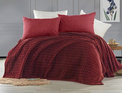 Плед KARVEN Super Soft "BENZIA" 160*220 п/э 1.5 спальный Р 943 бордовый (Акция)